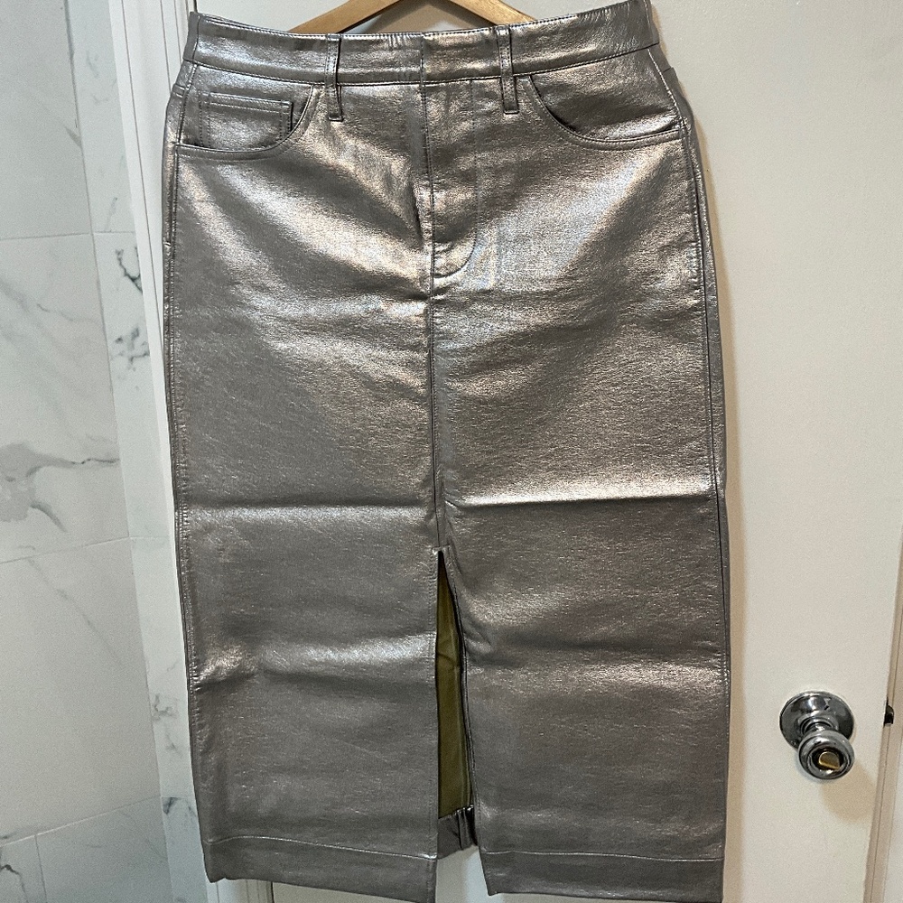 JCrew silver metallic midi skirt, size 6